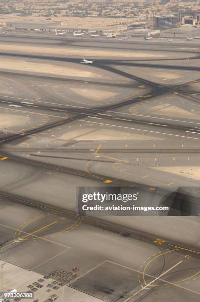 Runways and taxiways of Dubai International airport.