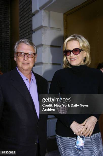 Mike Nichols and Diane Sawyer arrive at the Bernard B. Jacobs Theatre on W. 45th St. For opening night of the Broadway production of "Three Days of...