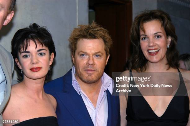 Victoria Hamilton, Eddie Izzard and Margaret Colin get together at Laura Belle's on W. 43rd St. During the opening night party for "A Day in the...