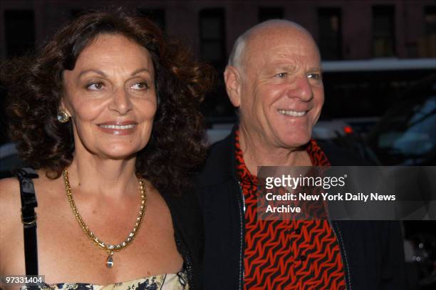 Diane Von Furstenberg and husband Barry Diller arrive at the Soho House New York on Ninth Ave. For a dinner hosted by Vogue for Victoria and David...