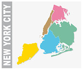 Colorful New York City administrative and political map, united states