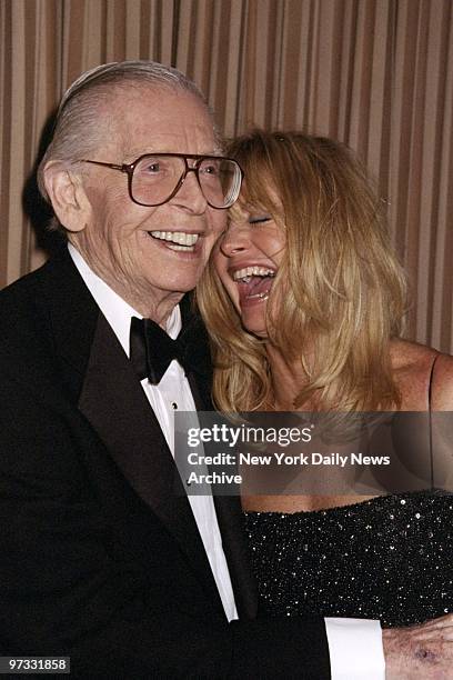 Milton Berle and Goldie Hawn attending G&P Charitable Foundation gala benefiting cancer research at the Sheraton New York Hotel and Towers.