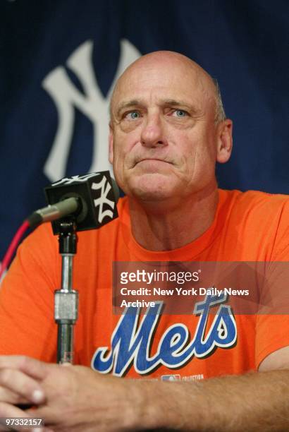 New York Mets' manager Art Howe speaks to the media during a postgame news conference at Yankee Stadium after the Mets lost to the New York Yankees,...