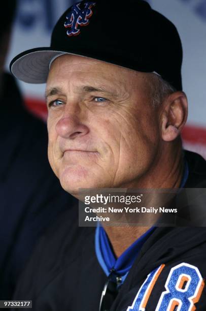 New York Mets' manager Art Howe watches action from the dugout at Yankee Stadium, where his team took on the New York Yankees in the first game of a...