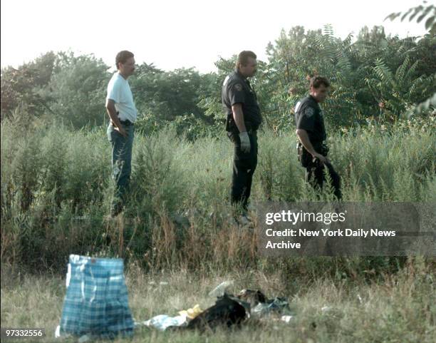 Views of police as they search area around New Jersey Transit train tracks looking for missing millionaire Irene Silverman.