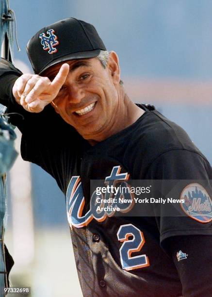 New York Mets' manager Bobby Valentine likes what he sees in the batting cage at spring training camp.