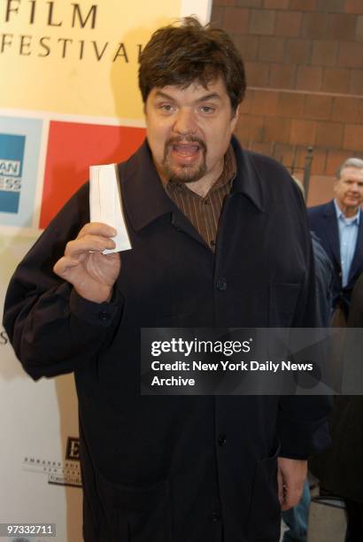 Oliver Platt has his ticket as he arrives at the Tribeca Performing Arts Center for the world premiere of the movie "Down With Love," which kicks off...