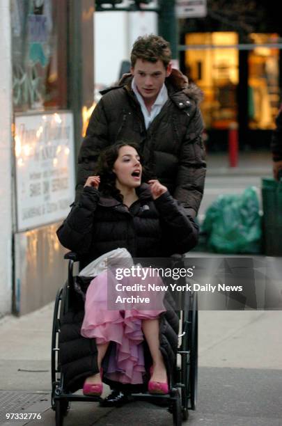 Olivia Thirlby and American actor Anton Yelchin during scene in the movie New York I Love You ..w70th St and Columbus Ave...