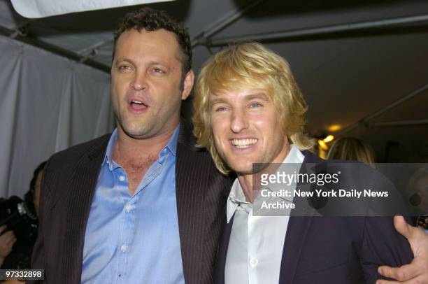Vince Vaughn and Owen Wilson attend the New York premiere of the New Line Cinema movie "Wedding Crashers" at the Ziegfeld Theatre. Both star in the...