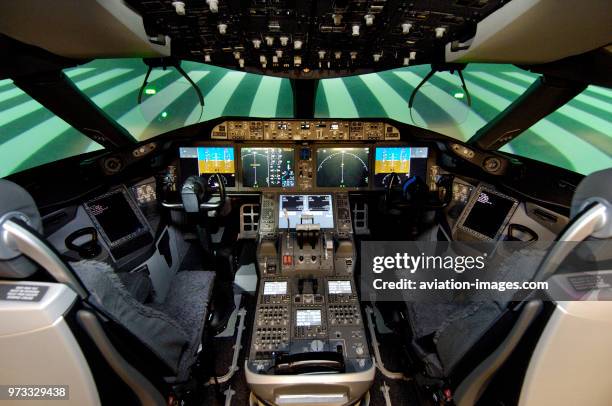 The E-CAB Engineering CAB cockpit simulator with HUD Head-Up Displays during Dreamliner avionics visual interface systems programming and testing at...