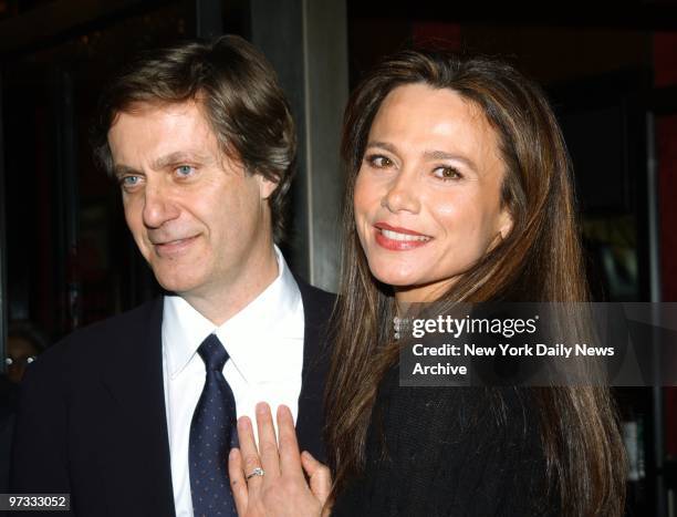 Director Lasse Hallstr?m and wife Lena Olin are on hand at the New York premiere of his movie "The Shipping News" at the Ziegfeld Theatre.