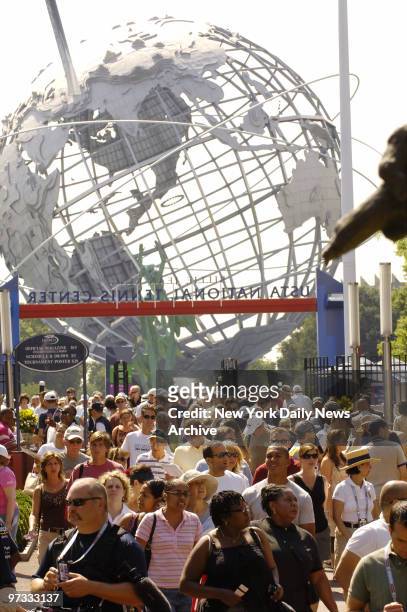 Tennis fans file into the Billie Jean King National Tennis Center at Flushing Meadows-Corona Park for the day session at the 2007 U.S. Open.