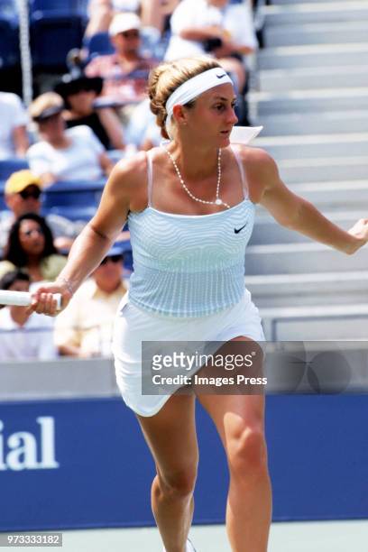 Mary Pierce plays tennis at the US Open circa 2000 in New York City.