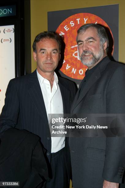 Director Nick Broomfield gets together with William Schulz, executive director of Amnesty International USA, at a special screening of Broomfield's...