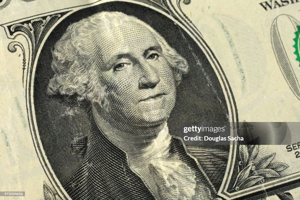 Full frame of a one dollar bill in US currency