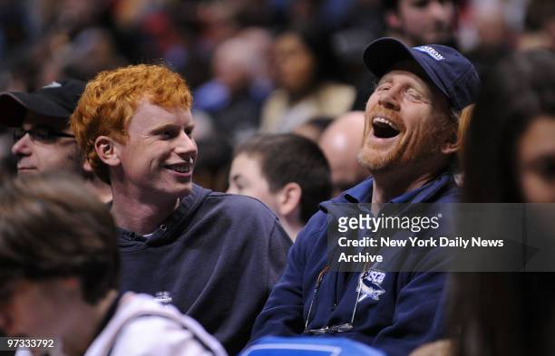 Director Ron Howard watches the game in the first half., New Jersey Nets against the Chicago Bulls at the Izod Center. Avenue of the Americas, New...