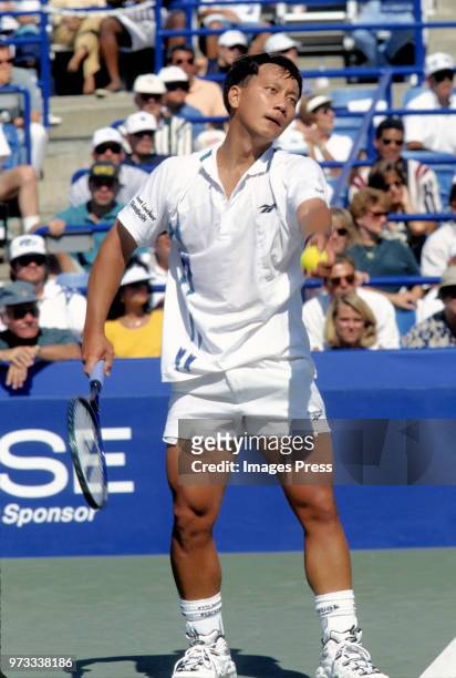 Michael Chang plays tennis at the US Open circa 1996 in New York City.