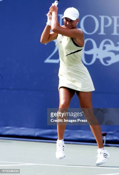 Anna Kournikova plays tennis at the US Open circa 2000 in New York City.