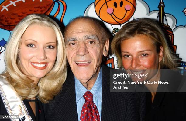 Miss USA Kandace Krueger, actor Abe Vigoda and model Bridget Hall at Chelsea Piers for the Muscular Dystrophy Association's Muscle Team 2002 Gala &...