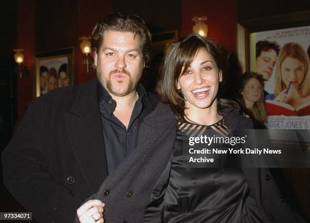 Director Ted Demme and actress Gina Gershon arrive for the New York premiere of the movie "Bridget Jones's Diary" at the Ziegfeld Theater.