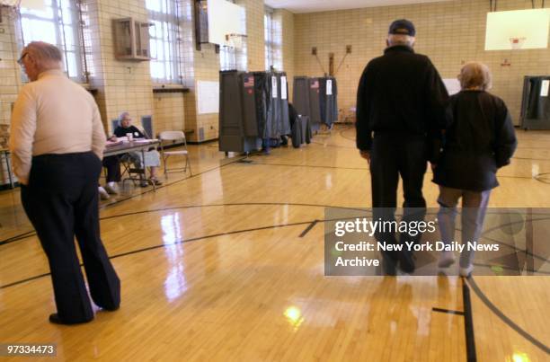 Voters enter the gymnasium at Public School 32 in Carroll Gardens, Brooklyn to cast their votes in the New York City general election for the...
