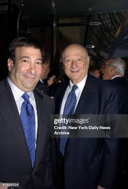 Radio broadcaster Mark Simone and former Mayor Ed Koch are in attendance at a party celebrating the opening of Le Cirque restaurant at its new...