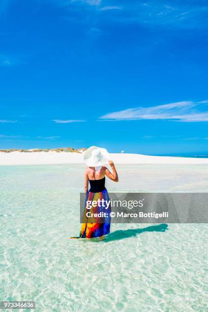 tourist on turquoise waters, exmouth, western australia. - exmouth western australia stock pictures, royalty-free photos & images