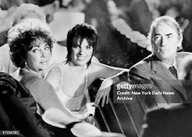 Elizabeth Taylor, Liza Minnelli and Gregory Peck in audiance at "Night of 100 Stars" at Radio City Music Hall.