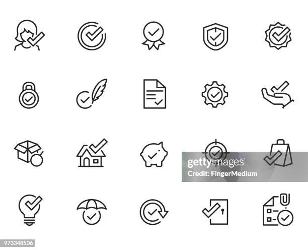 stockillustraties, clipart, cartoons en iconen met goedkeuren van de pictogrammenset - nauwkeurigheid