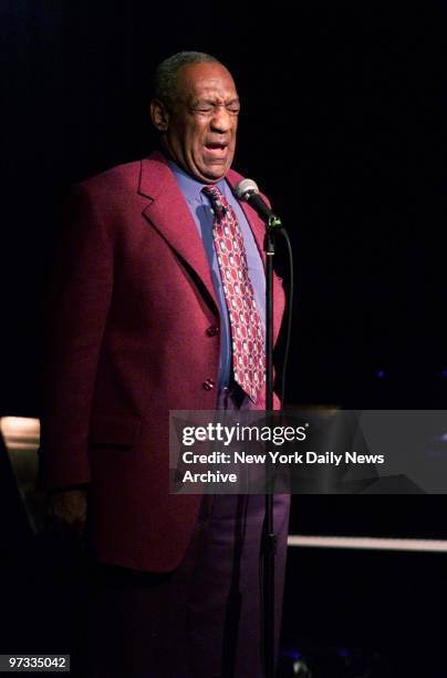 Emcee Bill Cosby has his say at "A Great Night in Harlem," a Jazz Foundation of America benefit at the Apollo Theater for the Jazz Musicians...