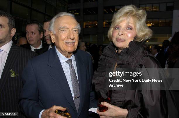 Walter Cronkite and his girlfriend, Joanna Simon, attend a party celebrating the opening of Le Cirque restaurant at its new location at One Beacon...