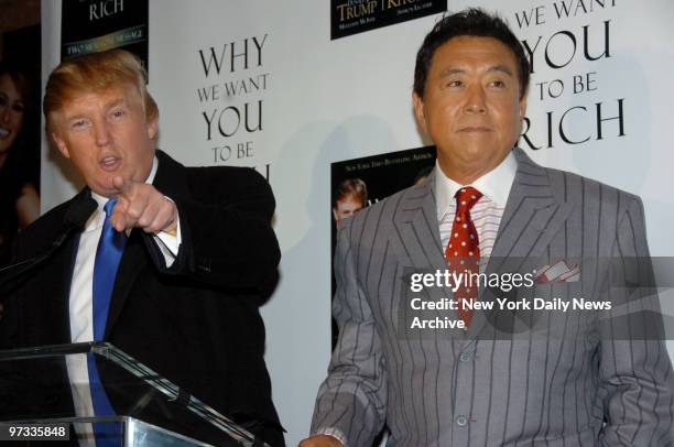 Donald Trump and Robert Kiyosaki attend a launch party for their new book "Why We Want You to Be Rich: Two Men - One Message" at Trump Tower.