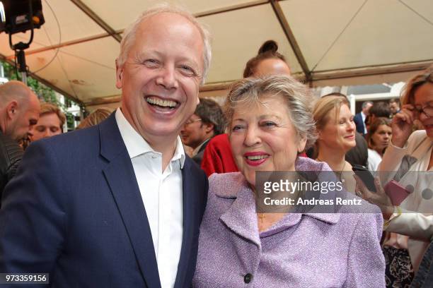 Tom Buhrow and Marie-Luise Marjan attend the 'Film- und Medienstiftung NRW' summer party at Wolkenburg on June 13, 2018 in Cologne, Germany.