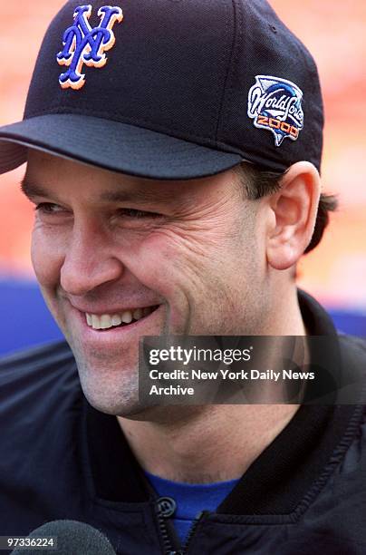 New York Mets' pitcher Rick Reed is all smiles during Mets' practice at Shea Stadium, where the Mets and New York Yankees are preparing to meet in...