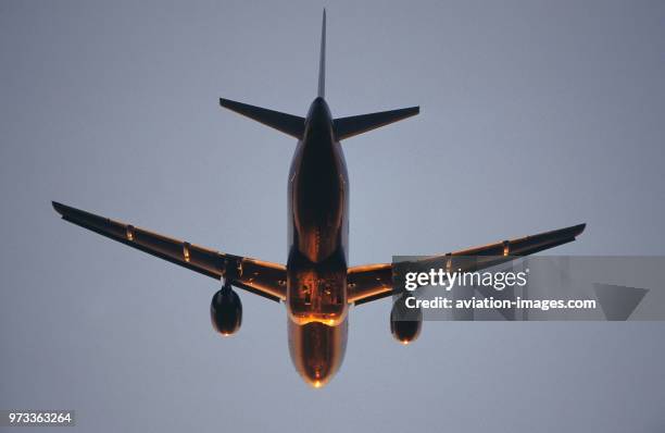 Generic Airbus A320-100 climbing enroute at dusk.