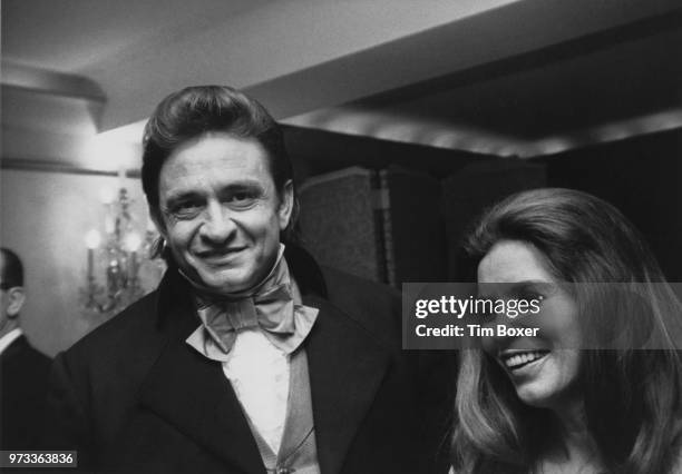 American singer-songwriter Johnny Cash and his wife, June Carter Cash , attend the Bob Hope charity dinner, in aid of the Eisenhower Medical Centre,...