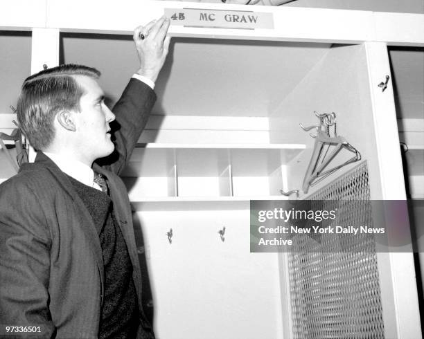 New York Mets' pitcher Tug McGraw is on his way to month tour of Marine Corps Reserve duty at Camp Lejeune. He has been working as room clerk during...