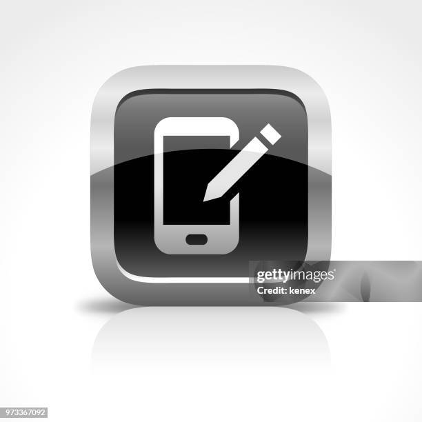mobile phone and message communication glossy button icon - computer send button stock illustrations