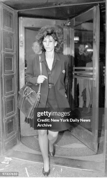 Wife of Ivan Boesky leaves State Supreme Court, 80 Centre Street.