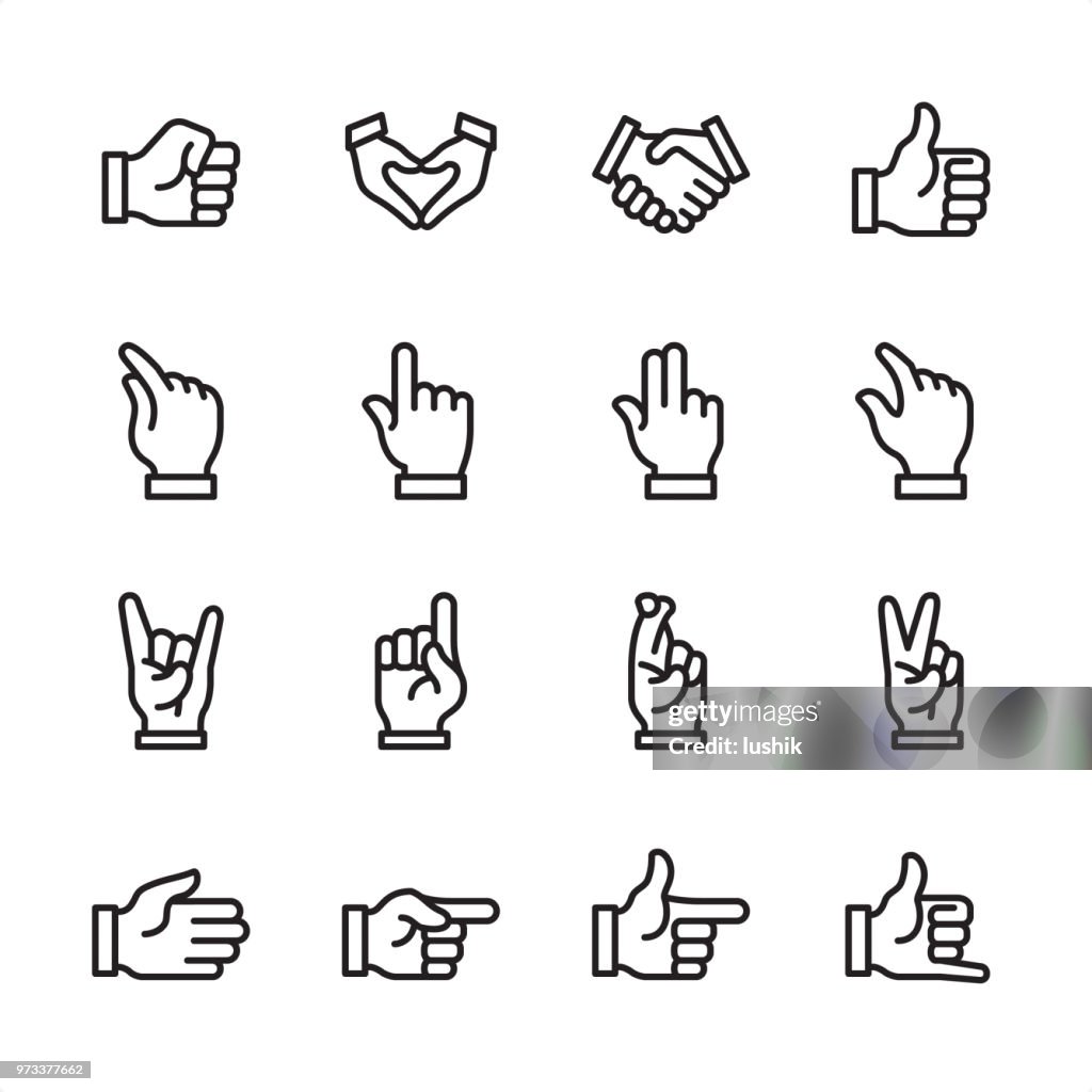 Hand Gestures - outline icon set