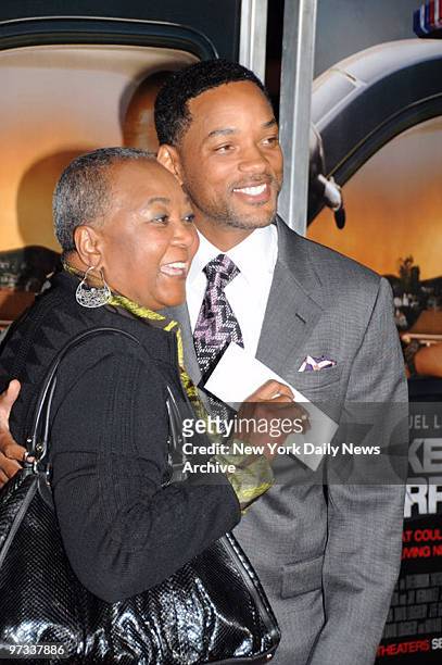 Will Smith with his mother Carolyn Smith at the Premiere of the movie "Lakeview Terrace " held at the Lincoln Square Theater
