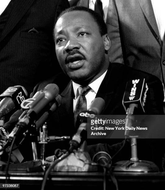 Dr. Martin Luther King during press conference at Mount Calvary Missionary Baptist Church.