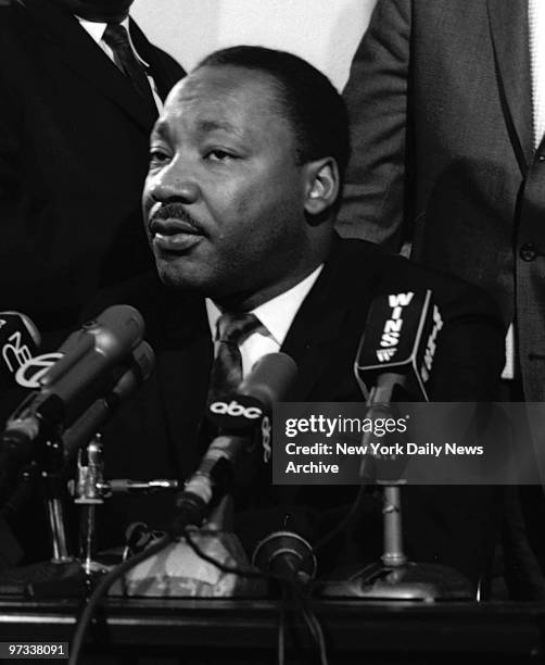 Dr. Martin Luther King during press conference at Mount Calvary Missionary Baptist Church.