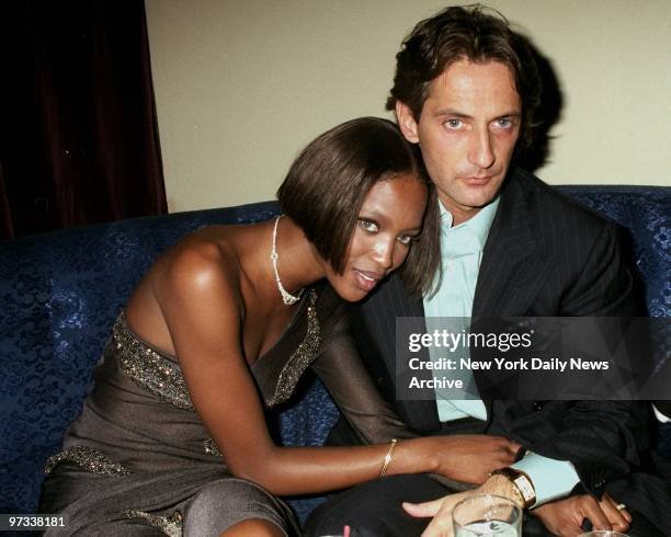 Party celebrating the movie "Hustler White" at Belmont Lounge model Naomi Campbell with her boyfriend Luca Orlandi.