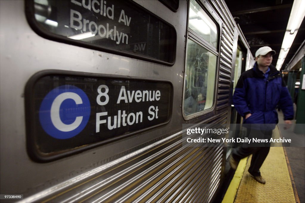 Passengers ride the C train, which is back in limited servic