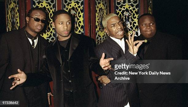 Dru Hill attending record release party of their album "Enter the Dru" at the China Club.