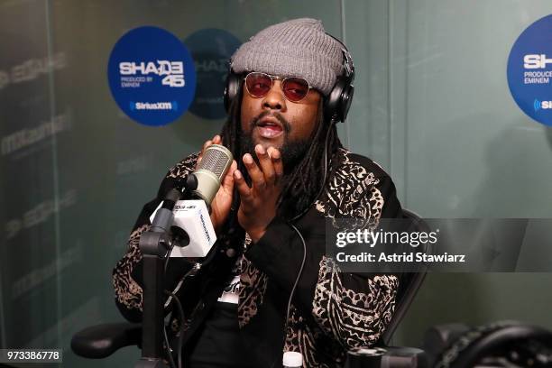 Rapper Wale visits the SiriusXM Studios on June 13, 2018 in New York City.