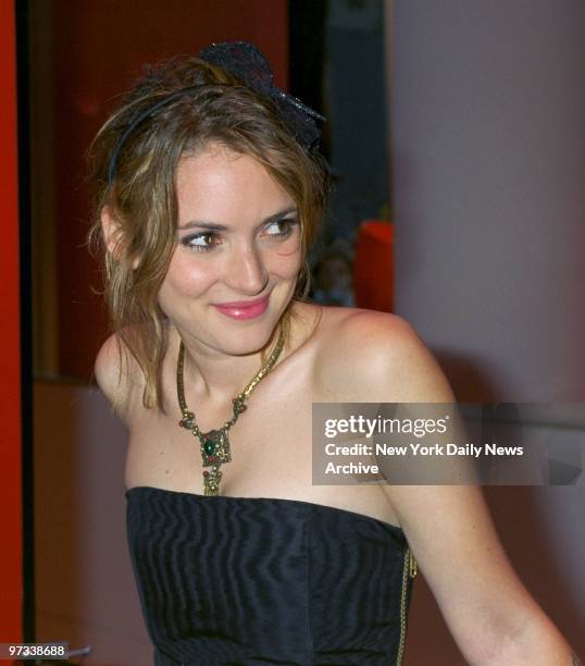 Winona Ryder casts a coy glance at the New Group Spring Gala cocktail party at the Hugo Boss Store on Fifth Ave. The bash was sponsored by Interview...