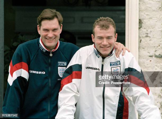 England manager Glenn Hoddle and captain Alan Shearer before the World Cup Qualifying match between England and Italy on February 10, 1997 in London,...