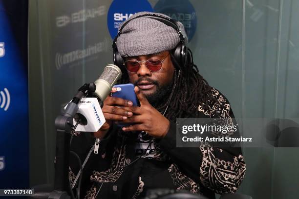 Rapper Wale visits the SiriusXM Studios on June 13, 2018 in New York City.